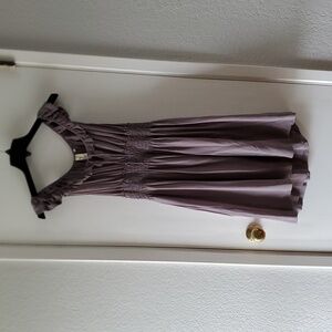 Anthropologie Floreat M dusty plum grey dress Ruffle Smocked M